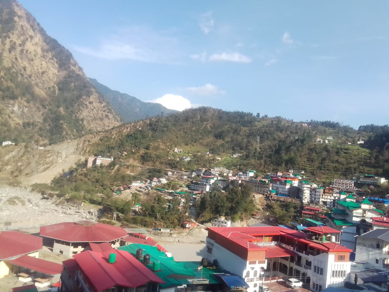 Scenic valley view with morning mist